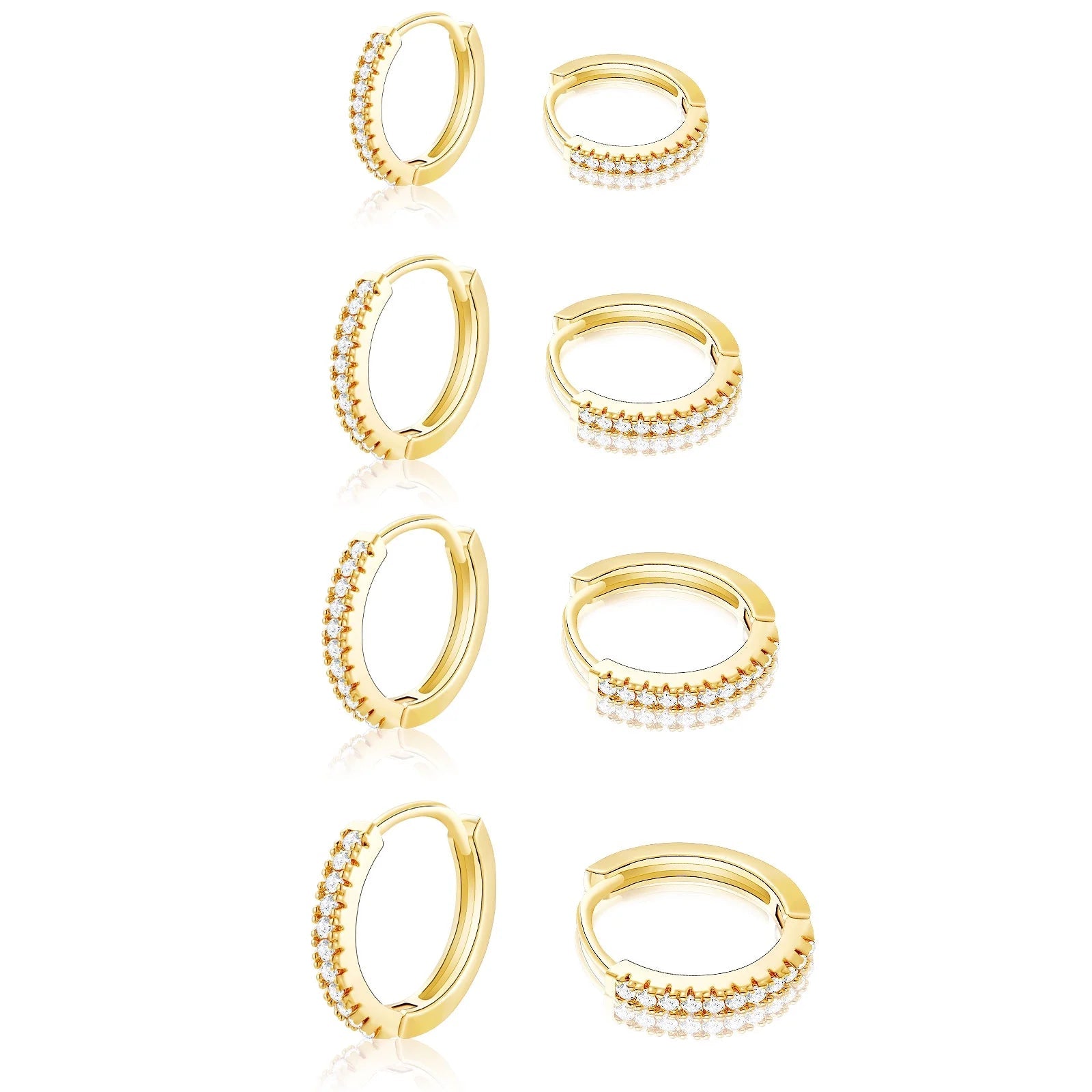 4 Pairs Small Hoop Earrings for Women,Gold Small Cubic Zirconia Huggie Hypoallergenic Earrings Set for Multiple Piercing,Dainty Cartilage Earrings for Women Wedding Birthday Jewelry Gifts - EdBryShaan