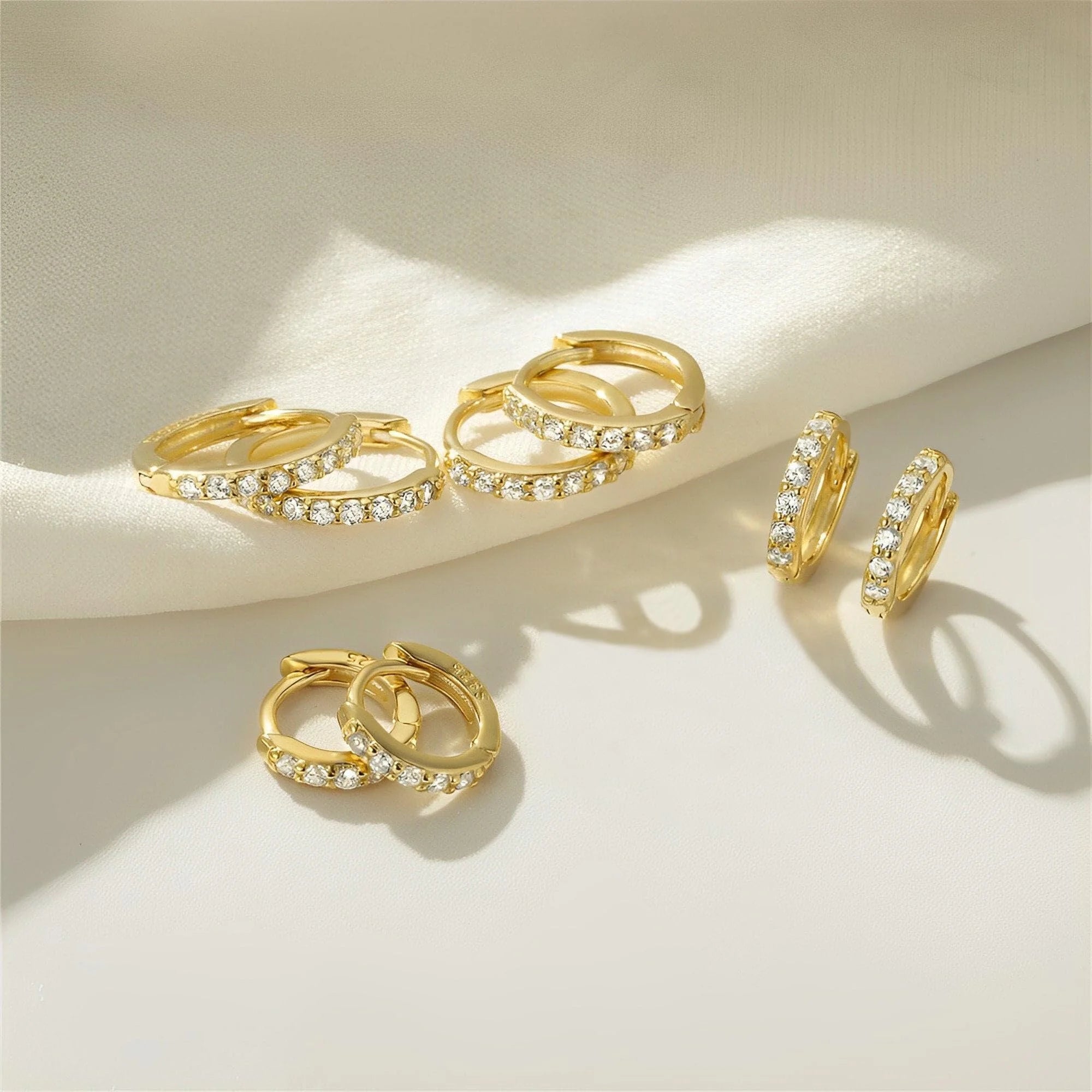 4 Pairs Small Hoop Earrings for Women,Gold Small Cubic Zirconia Huggie Hypoallergenic Earrings Set for Multiple Piercing,Dainty Cartilage Earrings for Women Wedding Birthday Jewelry Gifts - EdBryShaan