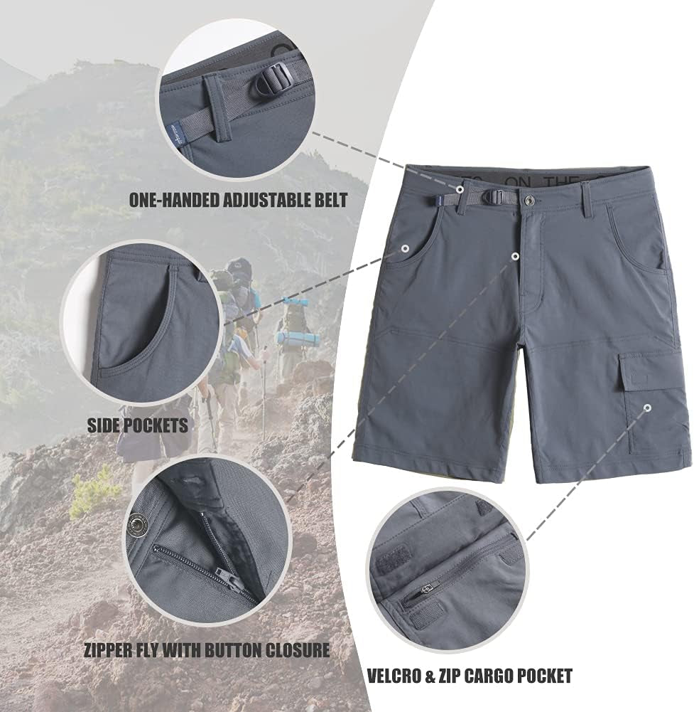 Mens Hiking Shorts 10" Waterproof Quick Dry Cargo Shorts Tactical Shorts for Camping Fishing Outdoor Activity