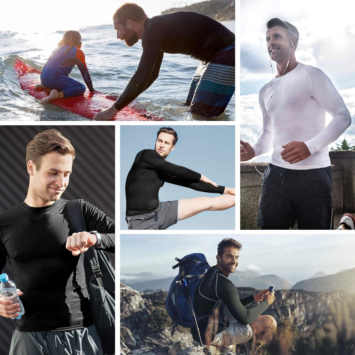 Compression Shirts for Men Long Sleeve Cool Dry Athletic Workout Tee Shirts Fishing Sun Shirts Sports Thermal Tights - EdBryShaan