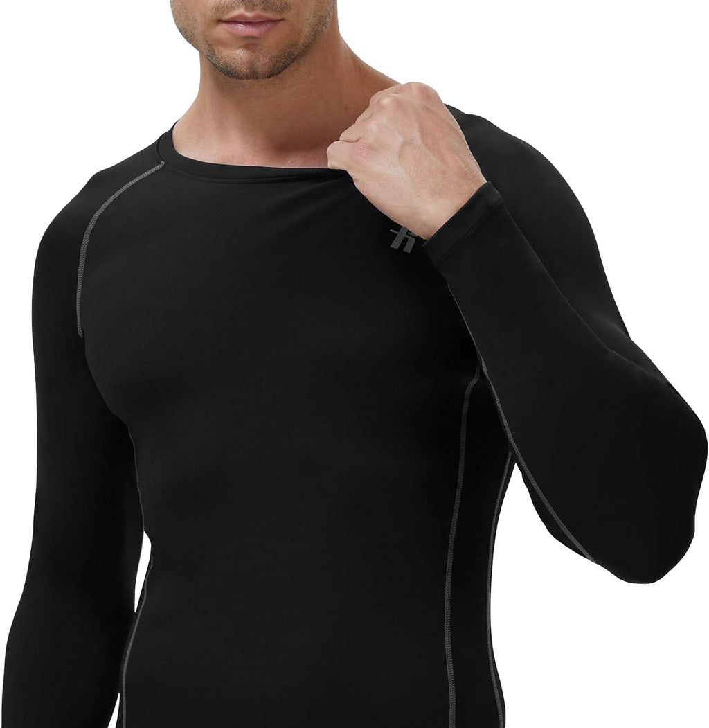 Compression Shirts for Men Long Sleeve Cool Dry Athletic Workout Tee Shirts Fishing Sun Shirts Sports Thermal Tights - EdBryShaan