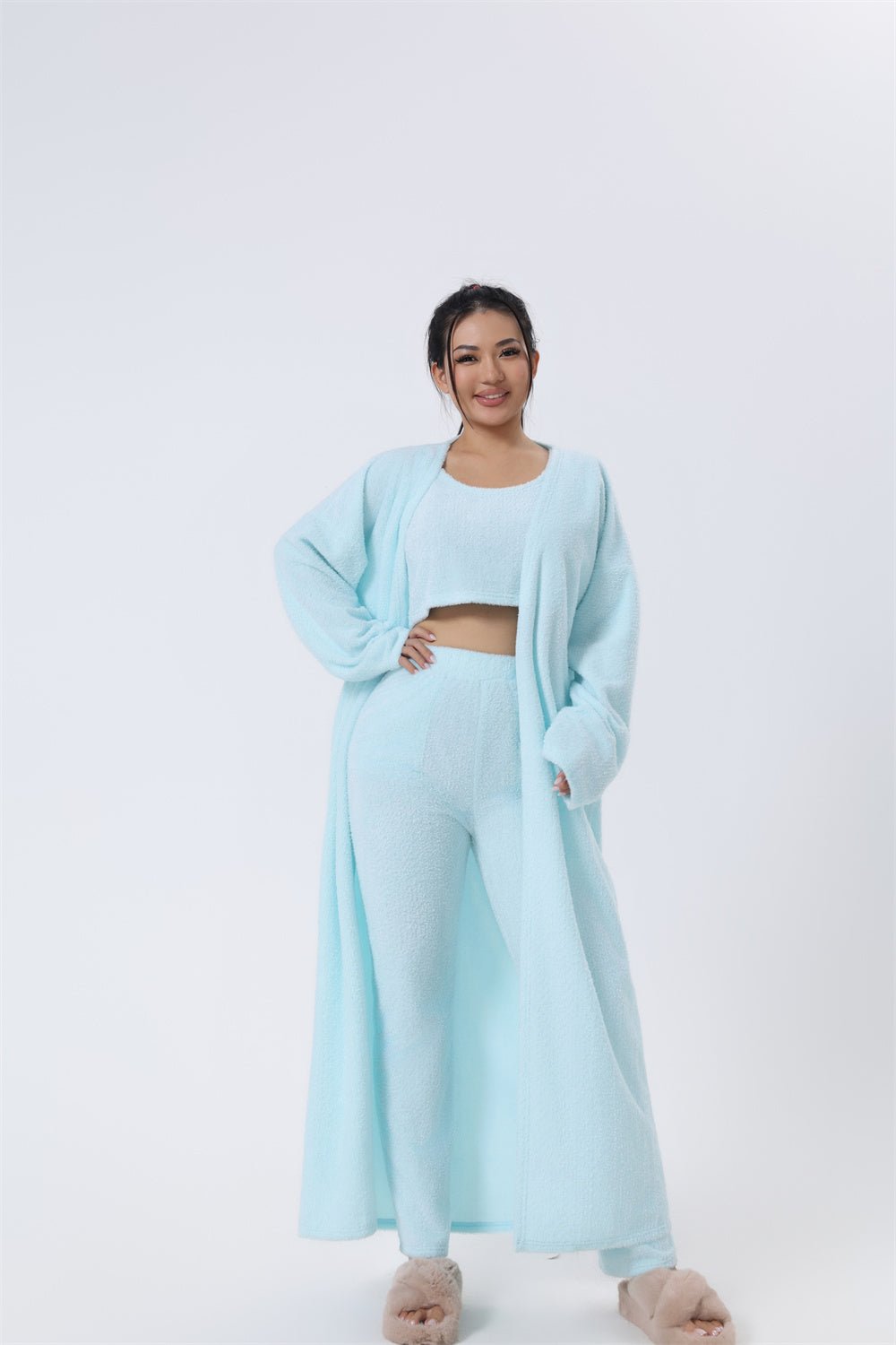 Cozy Pajama Set, 3 Piece Lounge Set, Cute Loungewear, Warm Suit Sets, Matching Set, Lounge Set, 3 Piece Pant Sets, Women Winter Dress - EdBryShaan