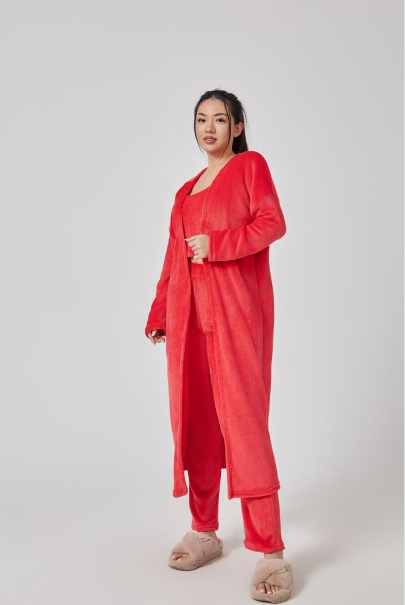 Cozy Pajama Set, 3 Piece Lounge Set, Cute Loungewear, Warm Suit Sets, Matching Set, Lounge Set, 3 Piece Pant Sets, Women Winter Dress - EdBryShaan
