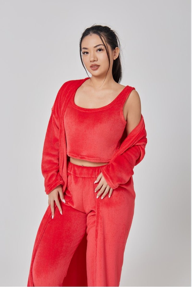 Cozy Pajama Set, 3 Piece Lounge Set, Cute Loungewear, Warm Suit Sets, Matching Set, Lounge Set, 3 Piece Pant Sets, Women Winter Dress - EdBryShaan