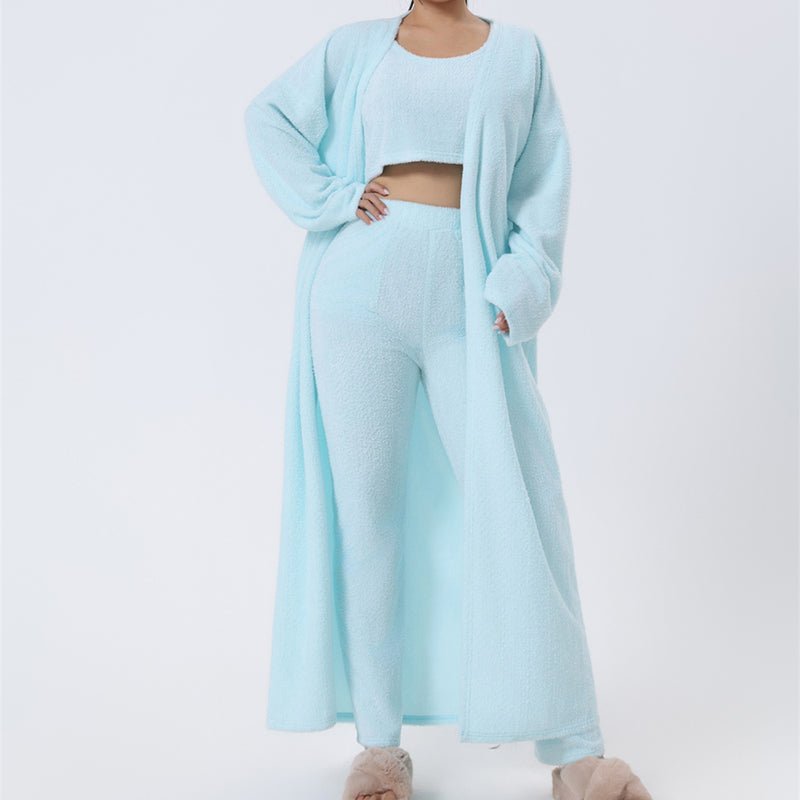 Cozy Pajama Set, 3 Piece Lounge Set, Cute Loungewear, Warm Suit Sets, Matching Set, Lounge Set, 3 Piece Pant Sets, Women Winter Dress - EdBryShaan
