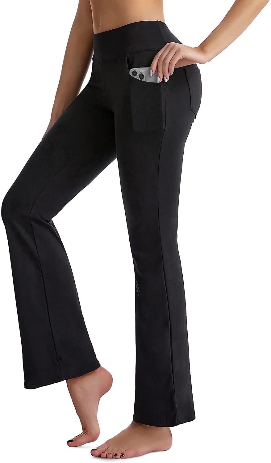 Flare Leggings for Women, Bootcut Yoga Pants with Pockets, Tummy Control Workout Pants Non - See - Through - EdBryShaan