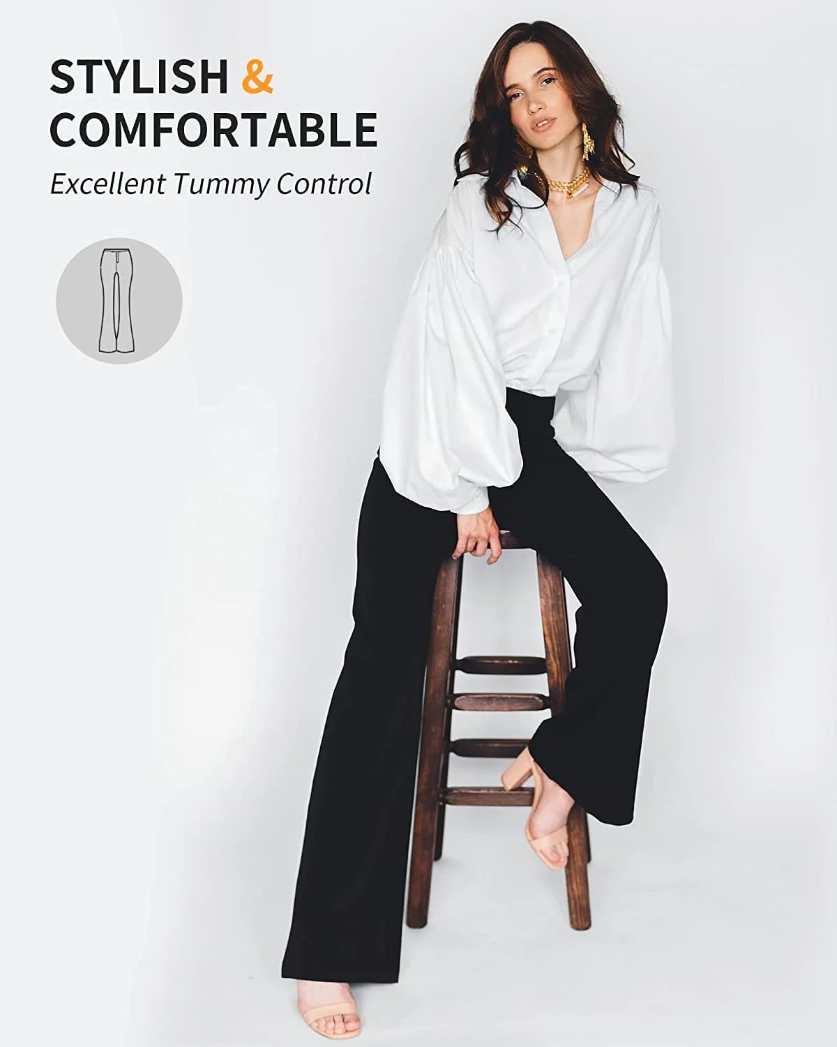 Flare Leggings for Women, Bootcut Yoga Pants with Pockets, Tummy Control Workout Pants Non - See - Through - EdBryShaan