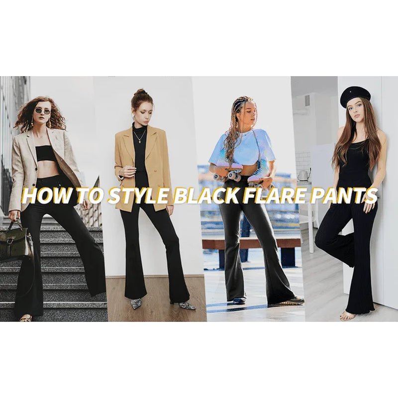Flare Leggings for Women, Bootcut Yoga Pants with Pockets, Tummy Control Workout Pants Non - See - Through - EdBryShaan