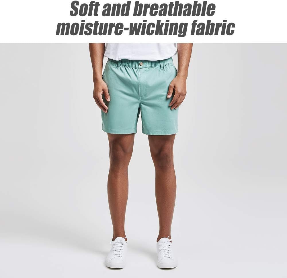 Men'S Classic - Fit 5.5" Cotton Casual Shorts Elastic Waistband with Multi - Pocket Daily Wear Walking Summer Outfit - EdBryShaan