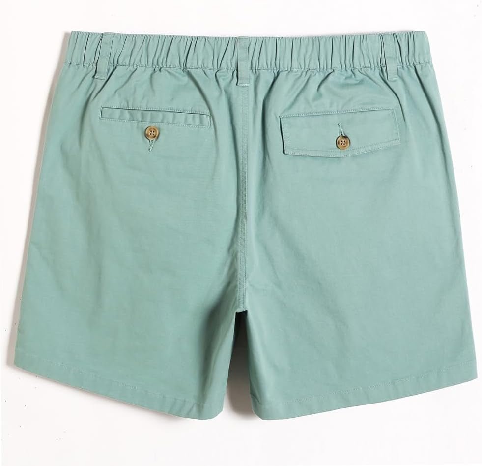 Men'S Classic - Fit 5.5" Cotton Casual Shorts Elastic Waistband with Multi - Pocket Daily Wear Walking Summer Outfit - EdBryShaan