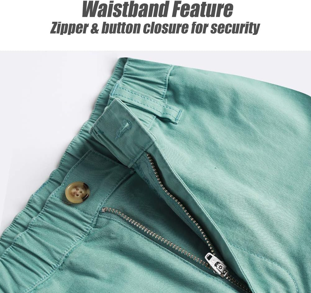 Men'S Classic - Fit 5.5" Cotton Casual Shorts Elastic Waistband with Multi - Pocket Daily Wear Walking Summer Outfit - EdBryShaan