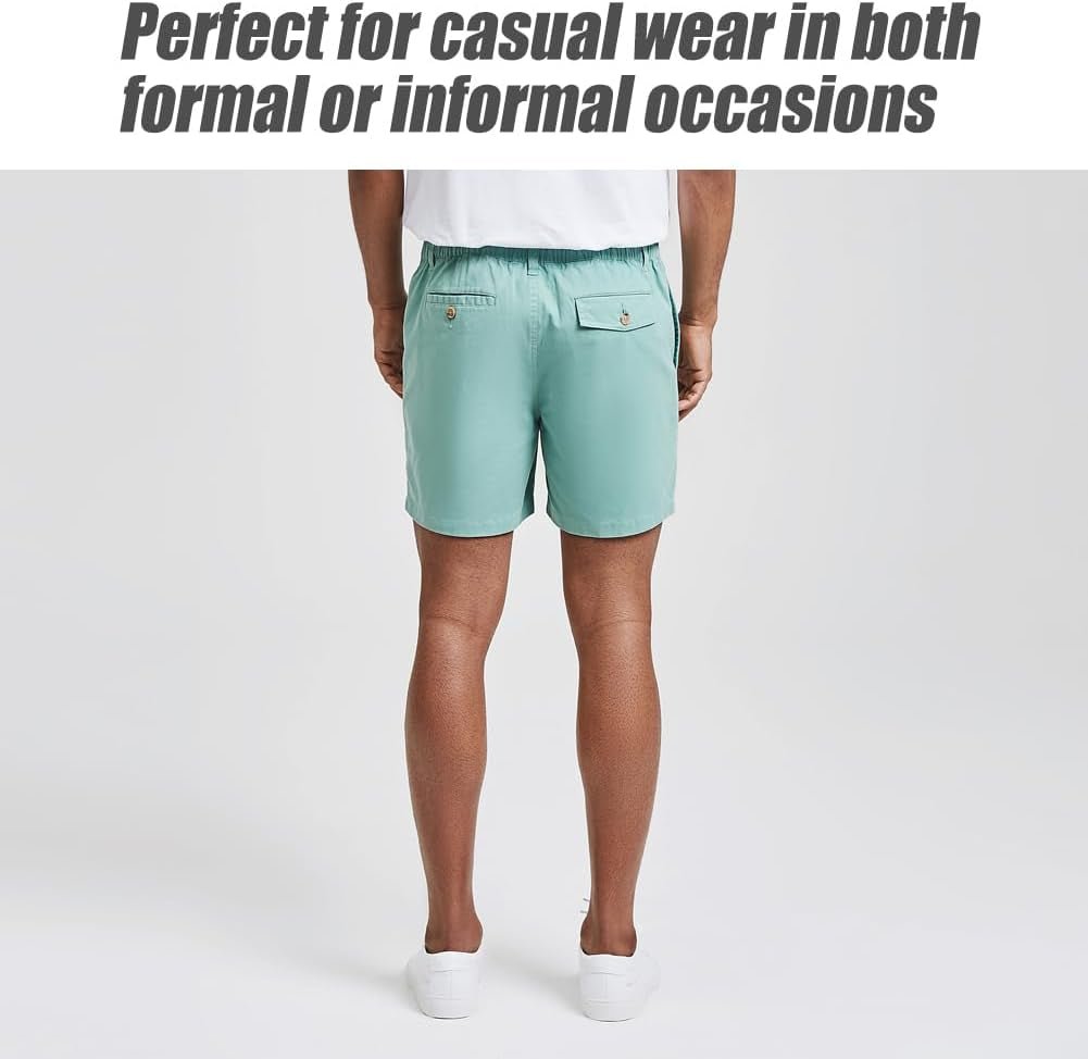 Men'S Classic - Fit 5.5" Cotton Casual Shorts Elastic Waistband with Multi - Pocket Daily Wear Walking Summer Outfit - EdBryShaan