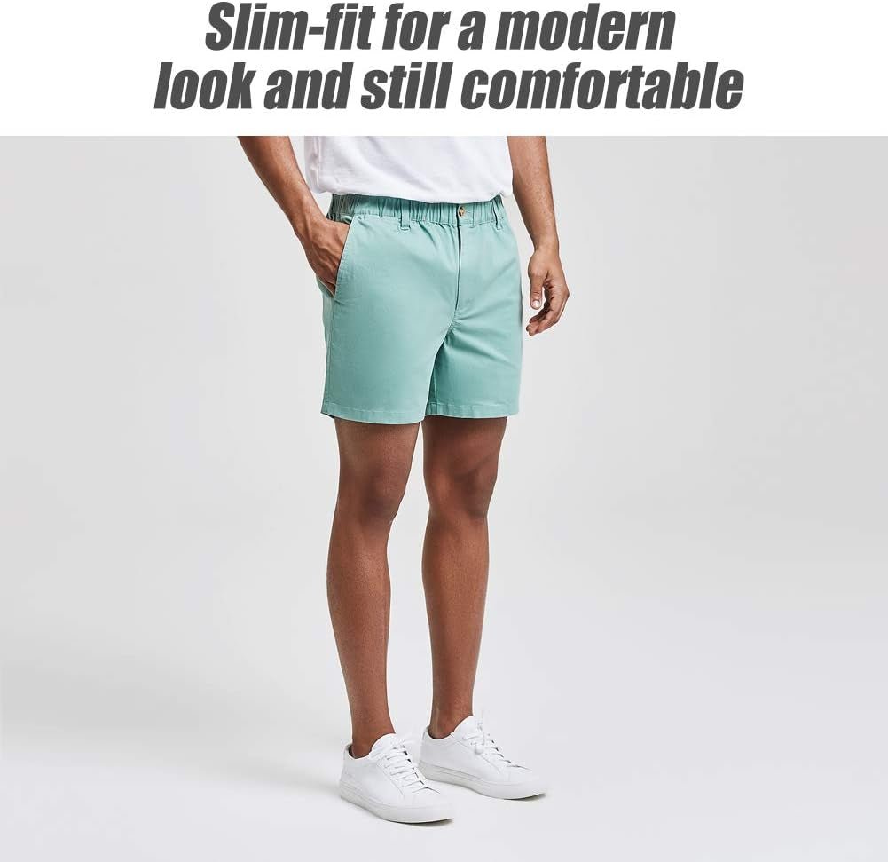 Men'S Classic - Fit 5.5" Cotton Casual Shorts Elastic Waistband with Multi - Pocket Daily Wear Walking Summer Outfit - EdBryShaan