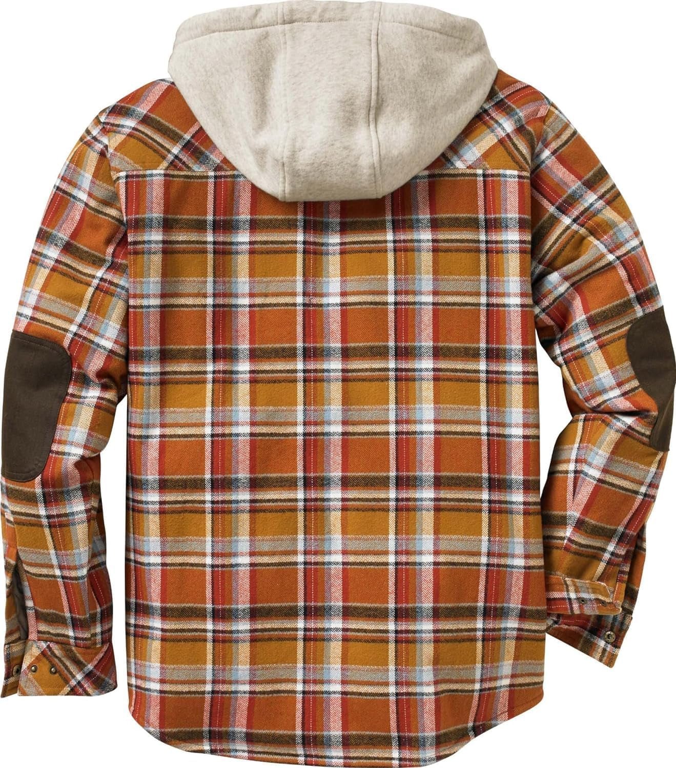 Men'S Hooded Shirt Jacket Plaid Flannel Berber Lined Polyfill Insulated - EdBryShaan