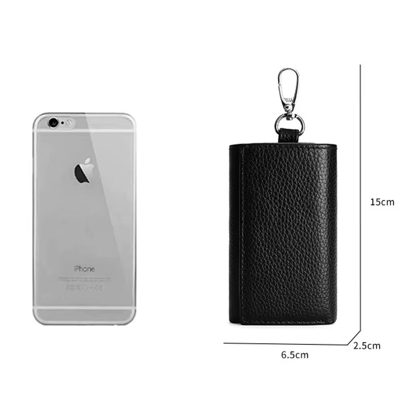 Unisex Genuine Leather Key Holder Wallet - Car/House Key Organizer with Card Slots, Compact Keychain Bag (Gift Ready - EdBryShaan