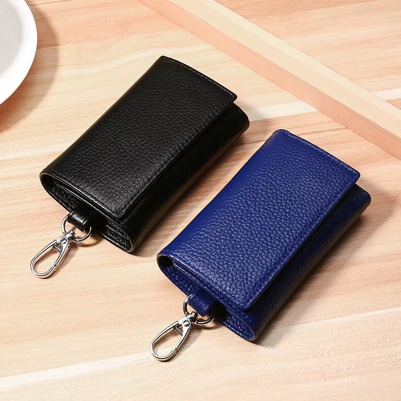 Unisex Genuine Leather Key Holder Wallet - Car/House Key Organizer with Card Slots, Compact Keychain Bag (Gift Ready - EdBryShaan