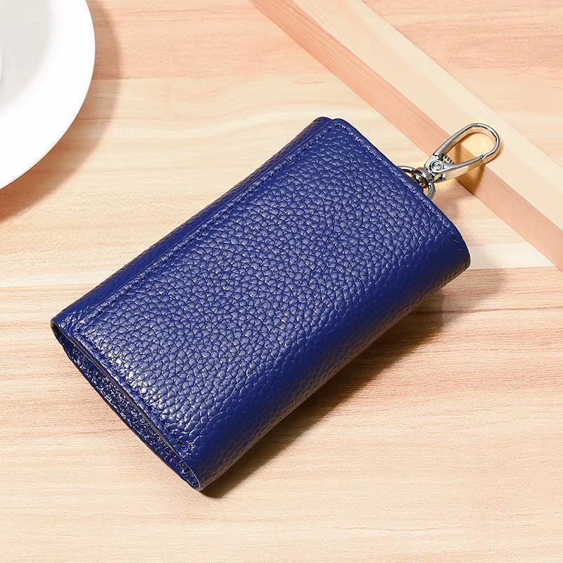 Unisex Genuine Leather Key Holder Wallet - Car/House Key Organizer with Card Slots, Compact Keychain Bag (Gift Ready - EdBryShaan