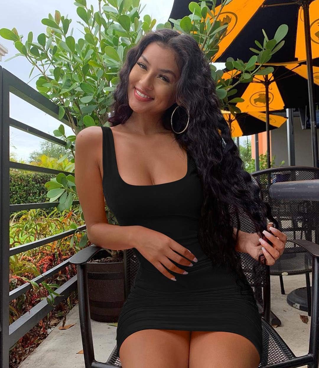Women'S Casual Summer Sleeveless Mini Sexy Bodycon Tank Club Dress - EdBryShaan