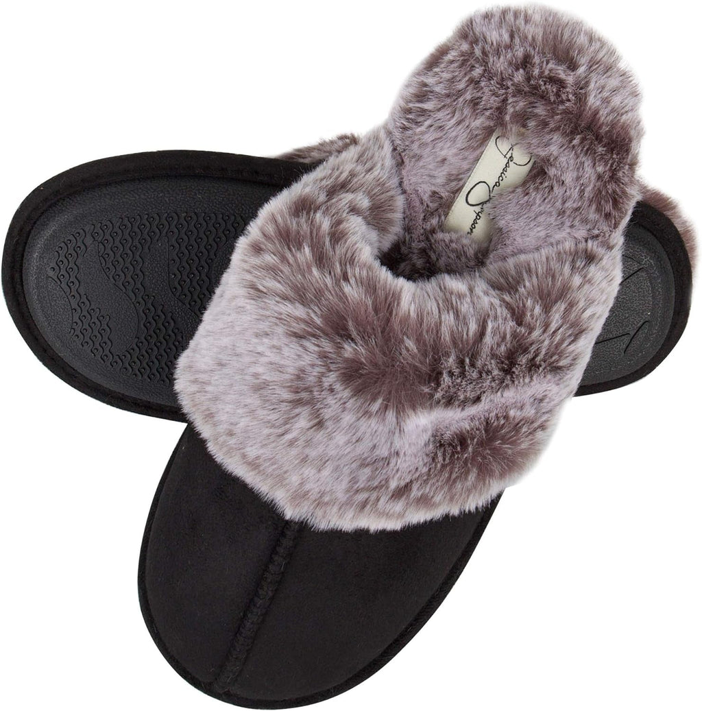 Women'S Comfy Faux Fur House Slipper Scuff Memory Foam Slip on Anti - Skid Sole - EdBryShaan