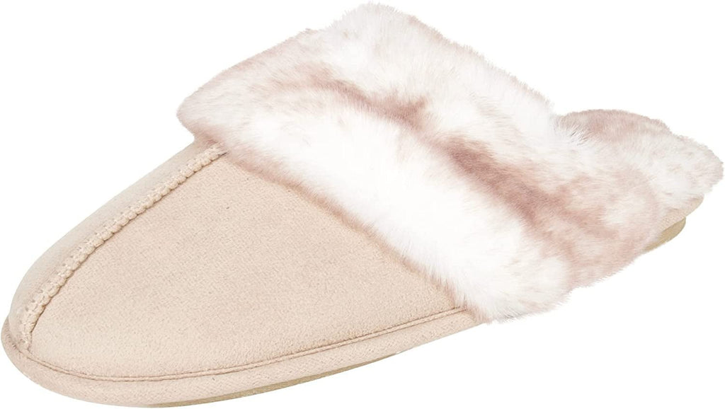 Women'S Comfy Faux Fur House Slipper Scuff Memory Foam Slip on Anti - Skid Sole - EdBryShaan
