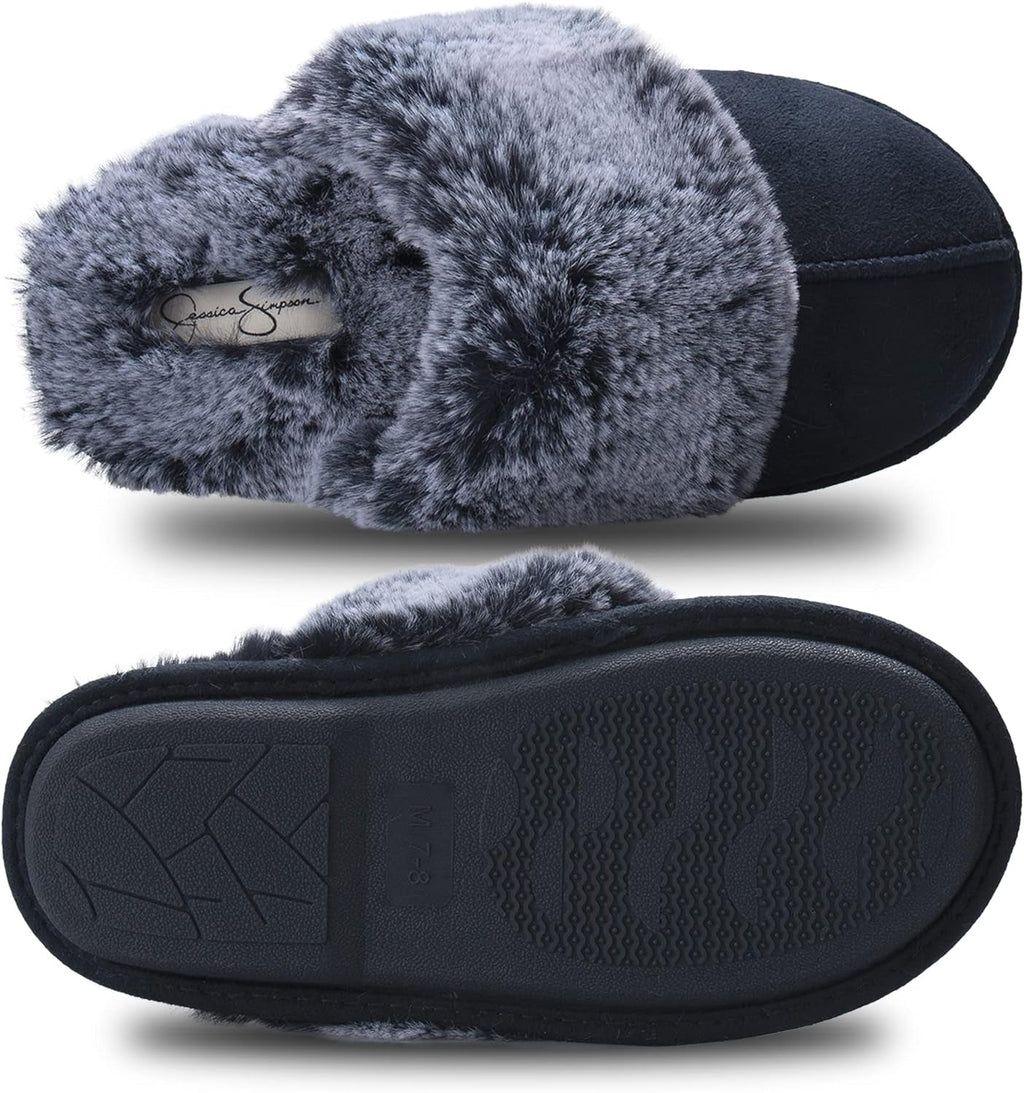 Women'S Comfy Faux Fur House Slipper Scuff Memory Foam Slip on Anti - Skid Sole - EdBryShaan