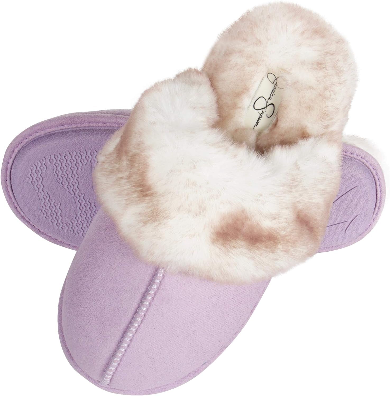 Women'S Comfy Faux Fur House Slipper Scuff Memory Foam Slip on Anti - Skid Sole - EdBryShaan