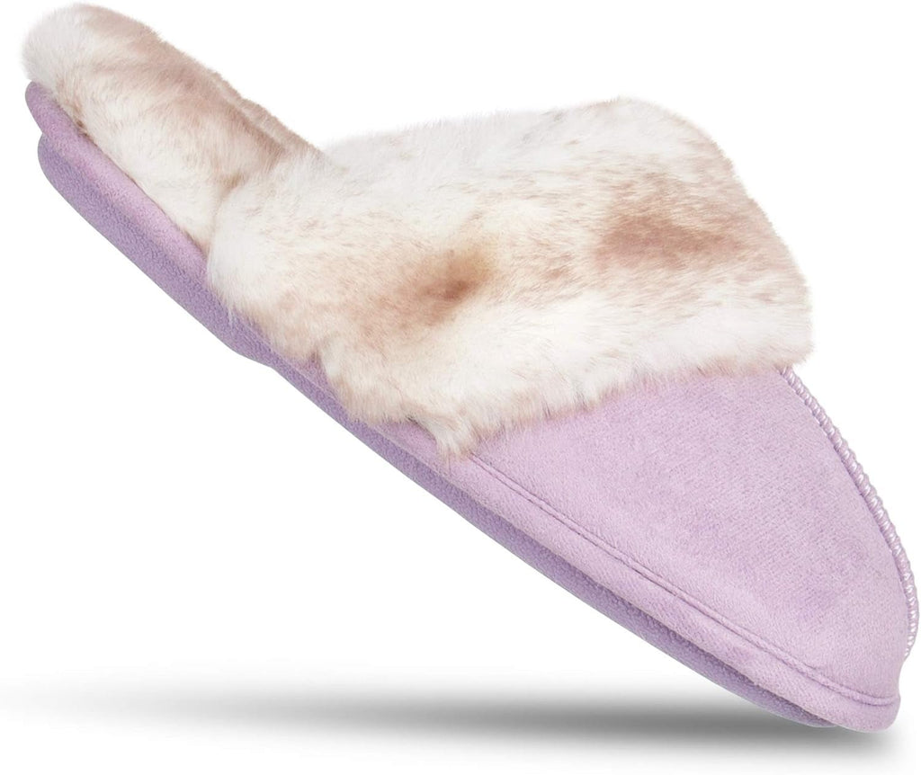 Women'S Comfy Faux Fur House Slipper Scuff Memory Foam Slip on Anti - Skid Sole - EdBryShaan