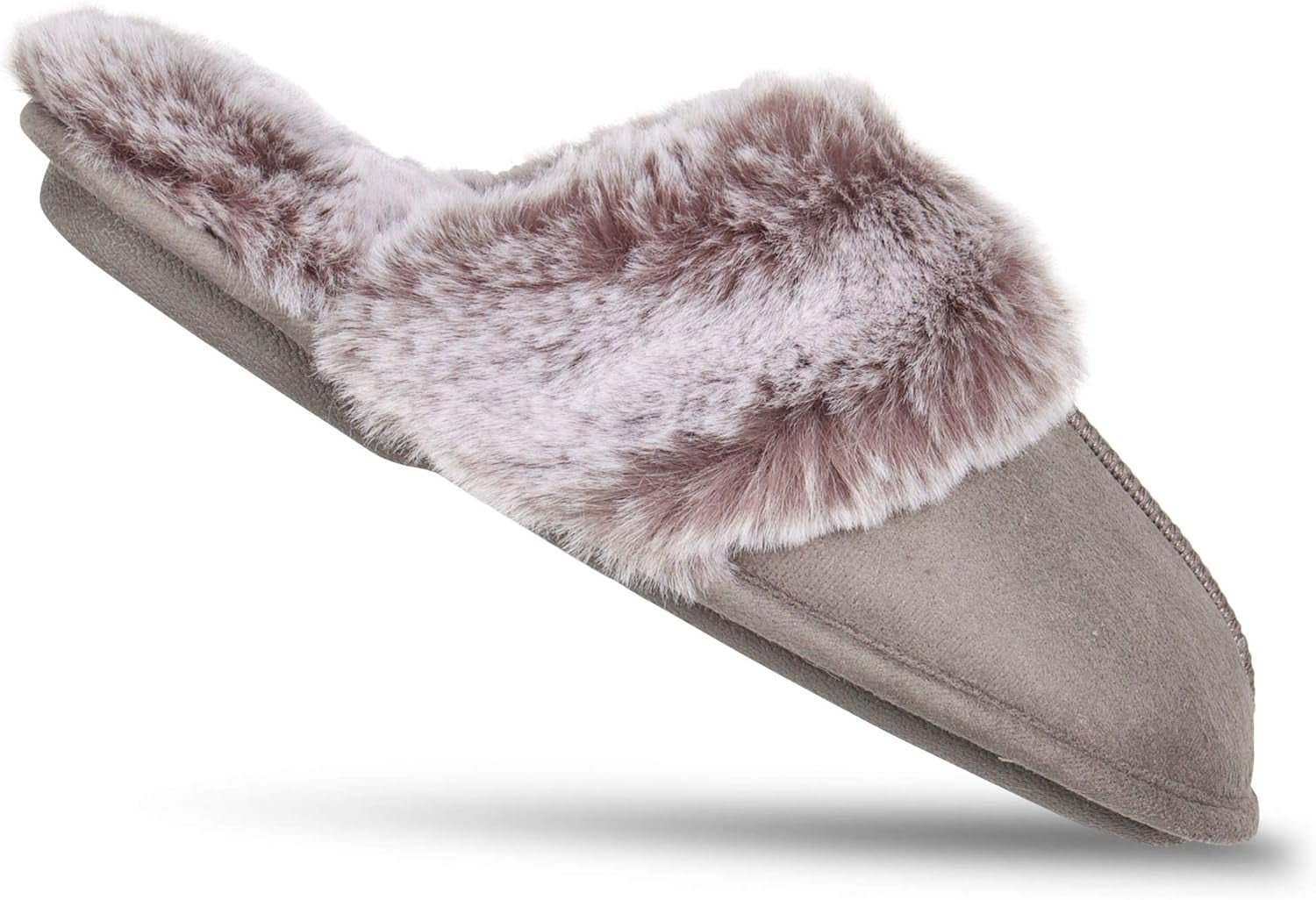 Women'S Comfy Faux Fur House Slipper Scuff Memory Foam Slip on Anti - Skid Sole - EdBryShaan