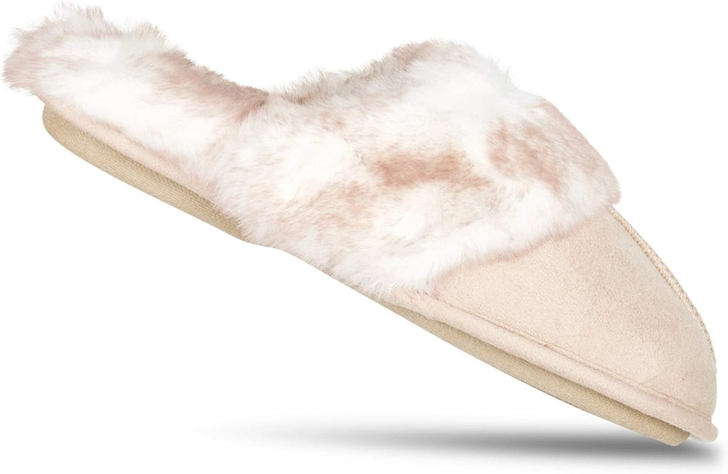 Women'S Comfy Faux Fur House Slipper Scuff Memory Foam Slip on Anti - Skid Sole - EdBryShaan