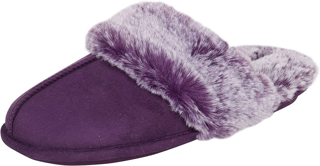 Women'S Comfy Faux Fur House Slipper Scuff Memory Foam Slip on Anti - Skid Sole - EdBryShaan