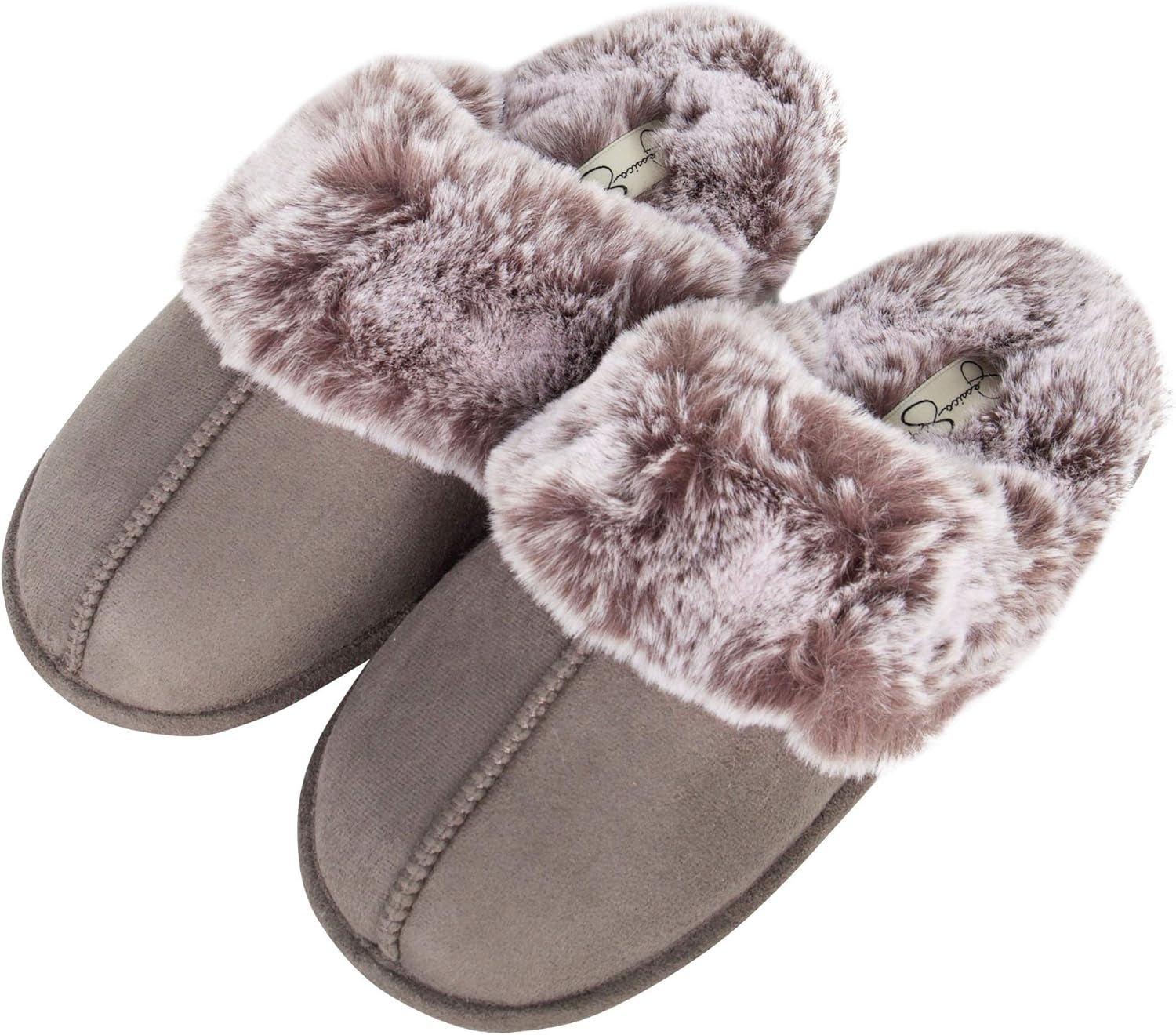 Women'S Comfy Faux Fur House Slipper Scuff Memory Foam Slip on Anti - Skid Sole - EdBryShaan