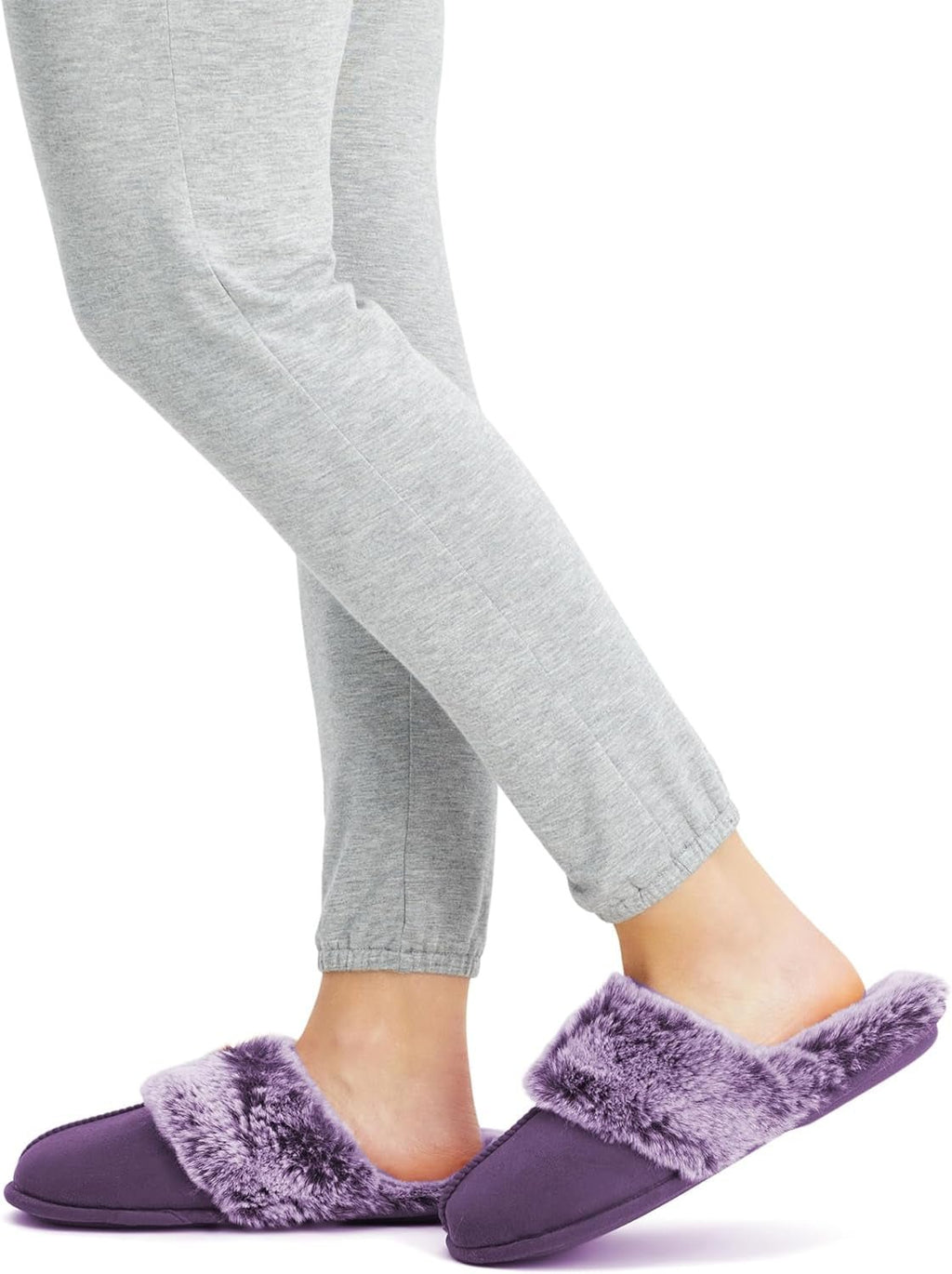 Women'S Comfy Faux Fur House Slipper Scuff Memory Foam Slip on Anti - Skid Sole - EdBryShaan