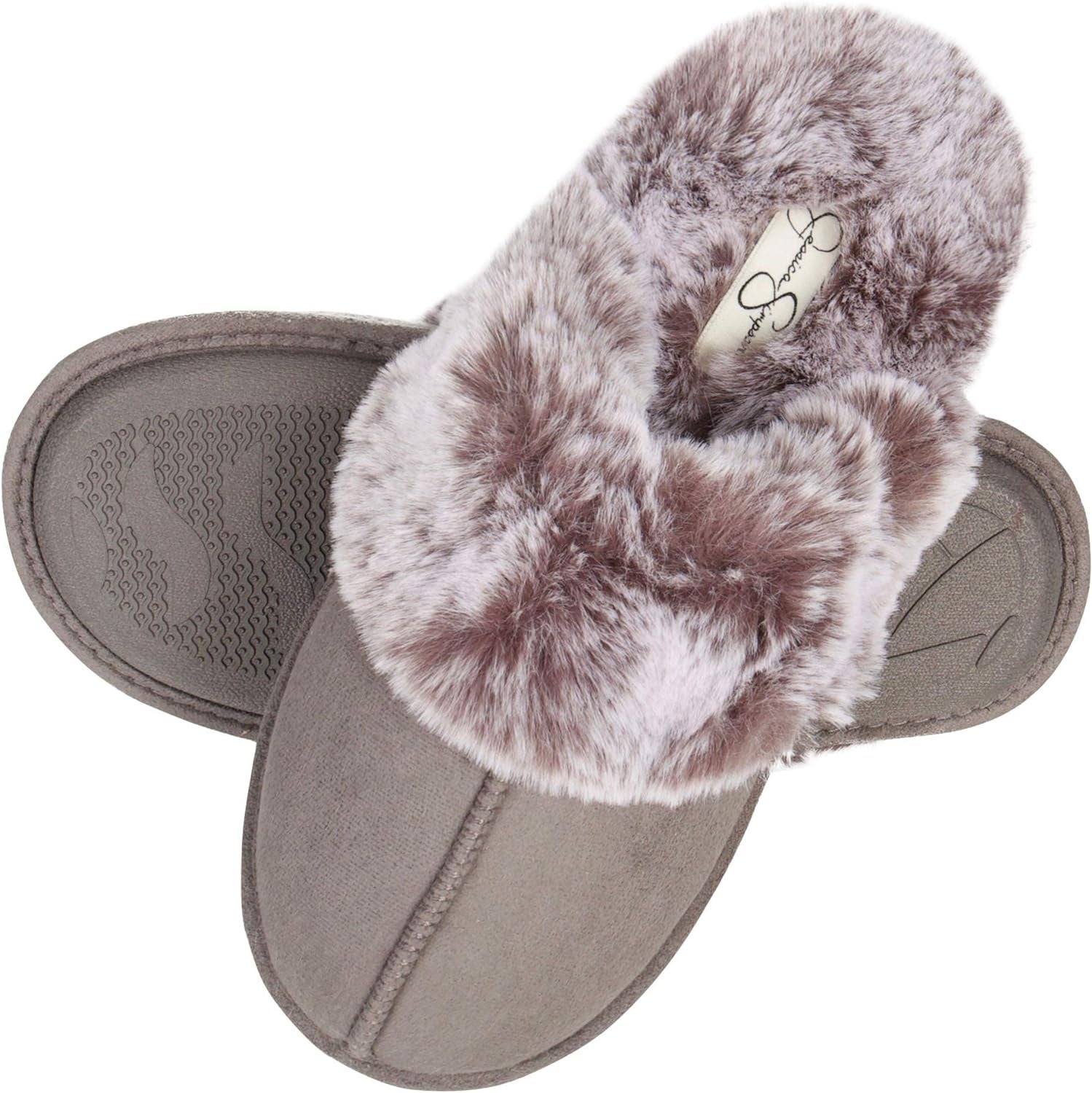 Women'S Comfy Faux Fur House Slipper Scuff Memory Foam Slip on Anti - Skid Sole - EdBryShaan