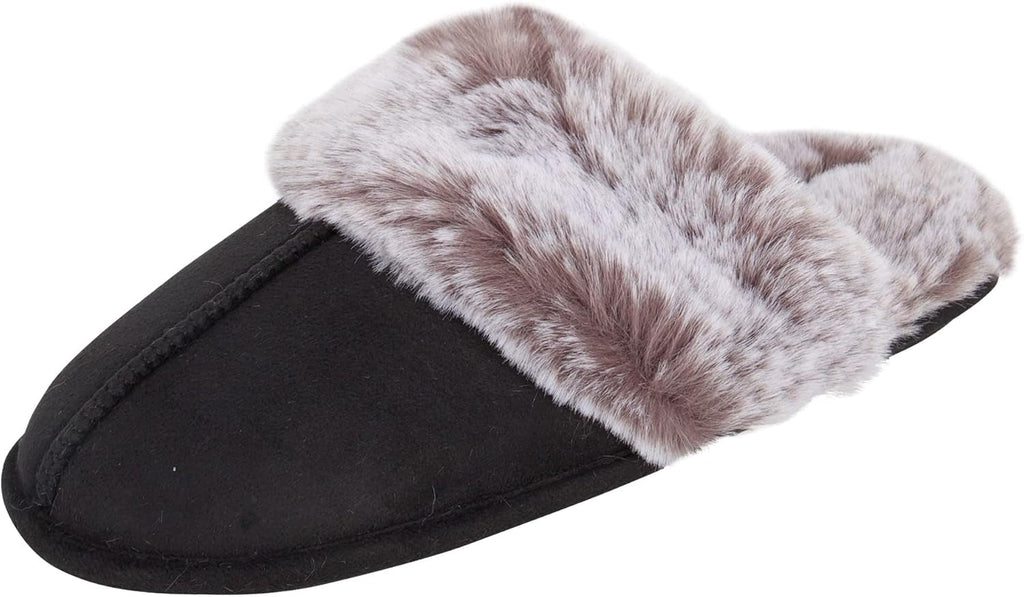 Women'S Comfy Faux Fur House Slipper Scuff Memory Foam Slip on Anti - Skid Sole - EdBryShaan