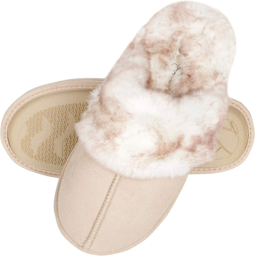 Women'S Comfy Faux Fur House Slipper Scuff Memory Foam Slip on Anti - Skid Sole - EdBryShaan
