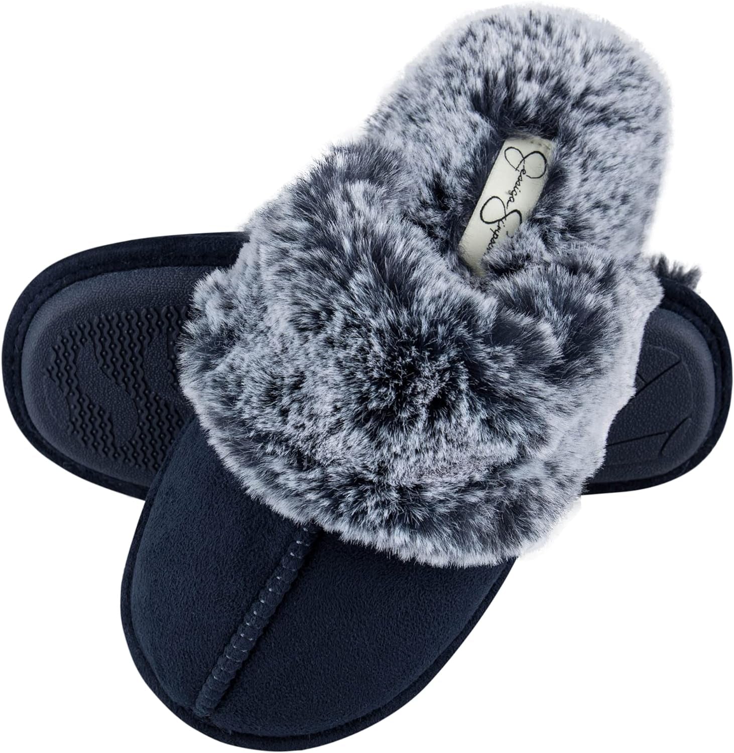 Women'S Comfy Faux Fur House Slipper Scuff Memory Foam Slip on Anti - Skid Sole - EdBryShaan
