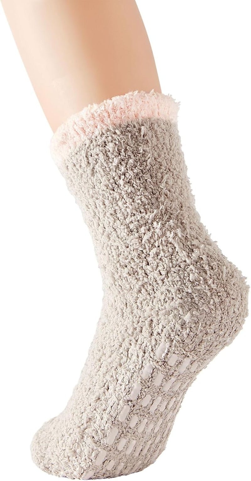 Women'S Fuzzy Slipper Socks - Warm, Fluffy, Cozy Crew Socks for Winter - EdBryShaan