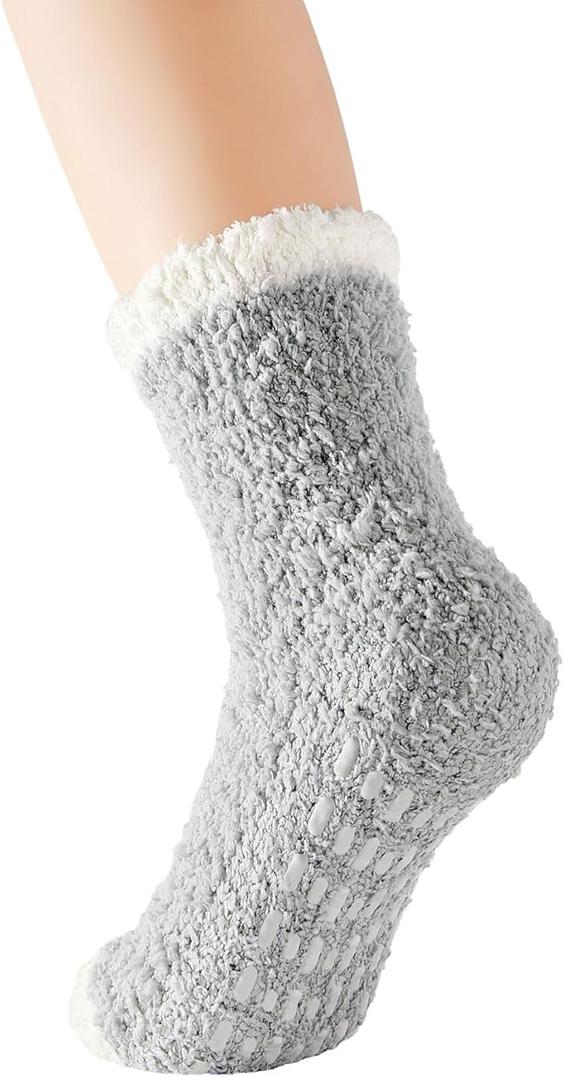 Women'S Fuzzy Slipper Socks - Warm, Fluffy, Cozy Crew Socks for Winter - EdBryShaan