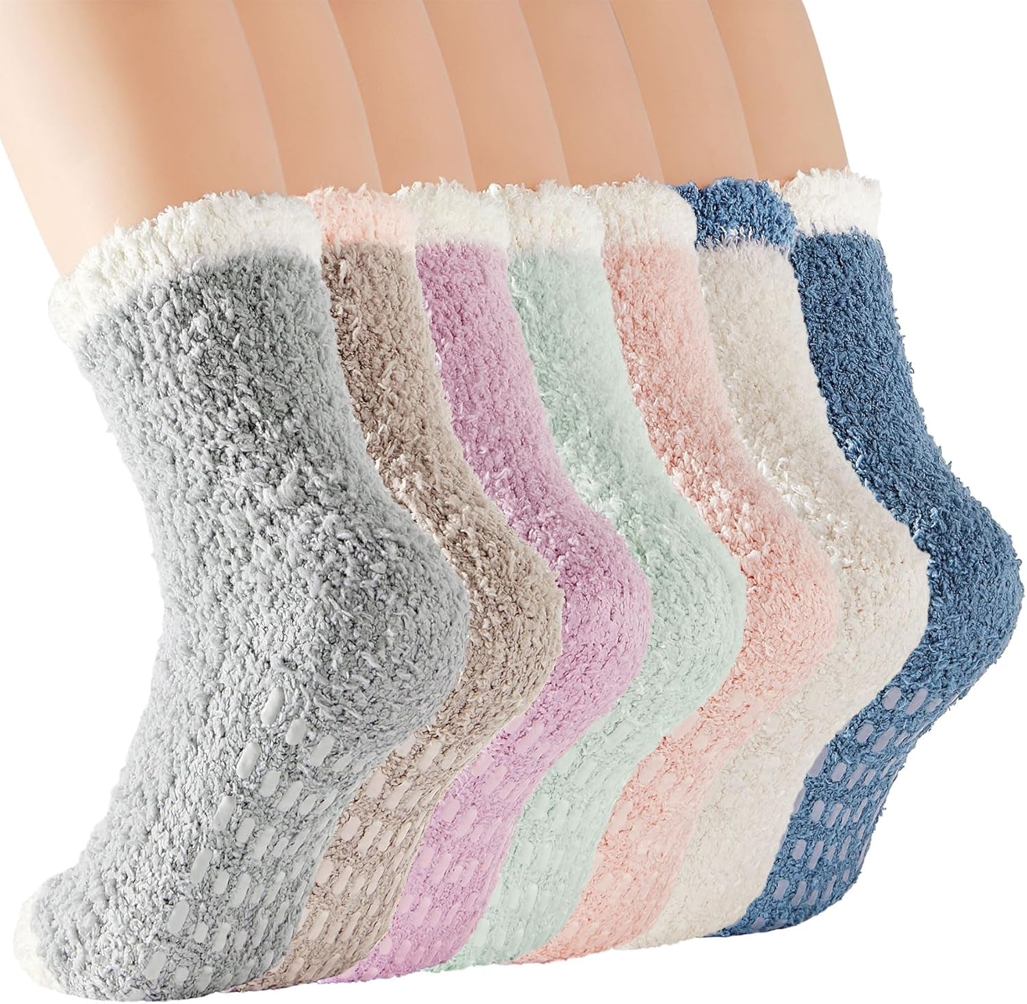 Women'S Fuzzy Slipper Socks - Warm, Fluffy, Cozy Crew Socks for Winter - EdBryShaan