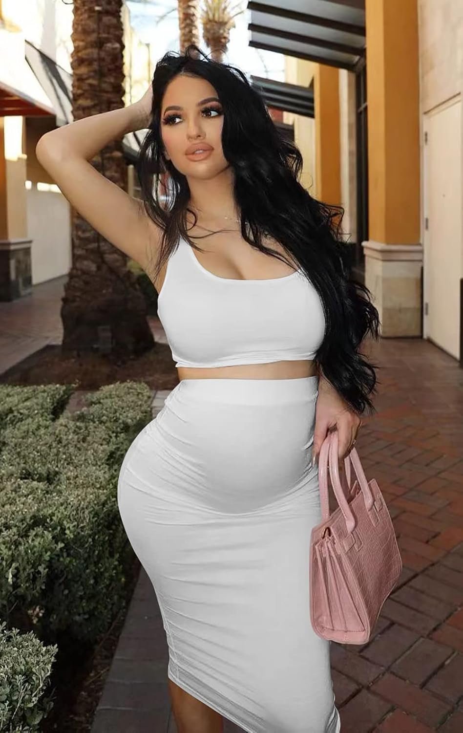Women'S Sexy Summer Outfits Bodycon Tank Top Midi Skirt 2 Piece Dress - EdBryShaan
