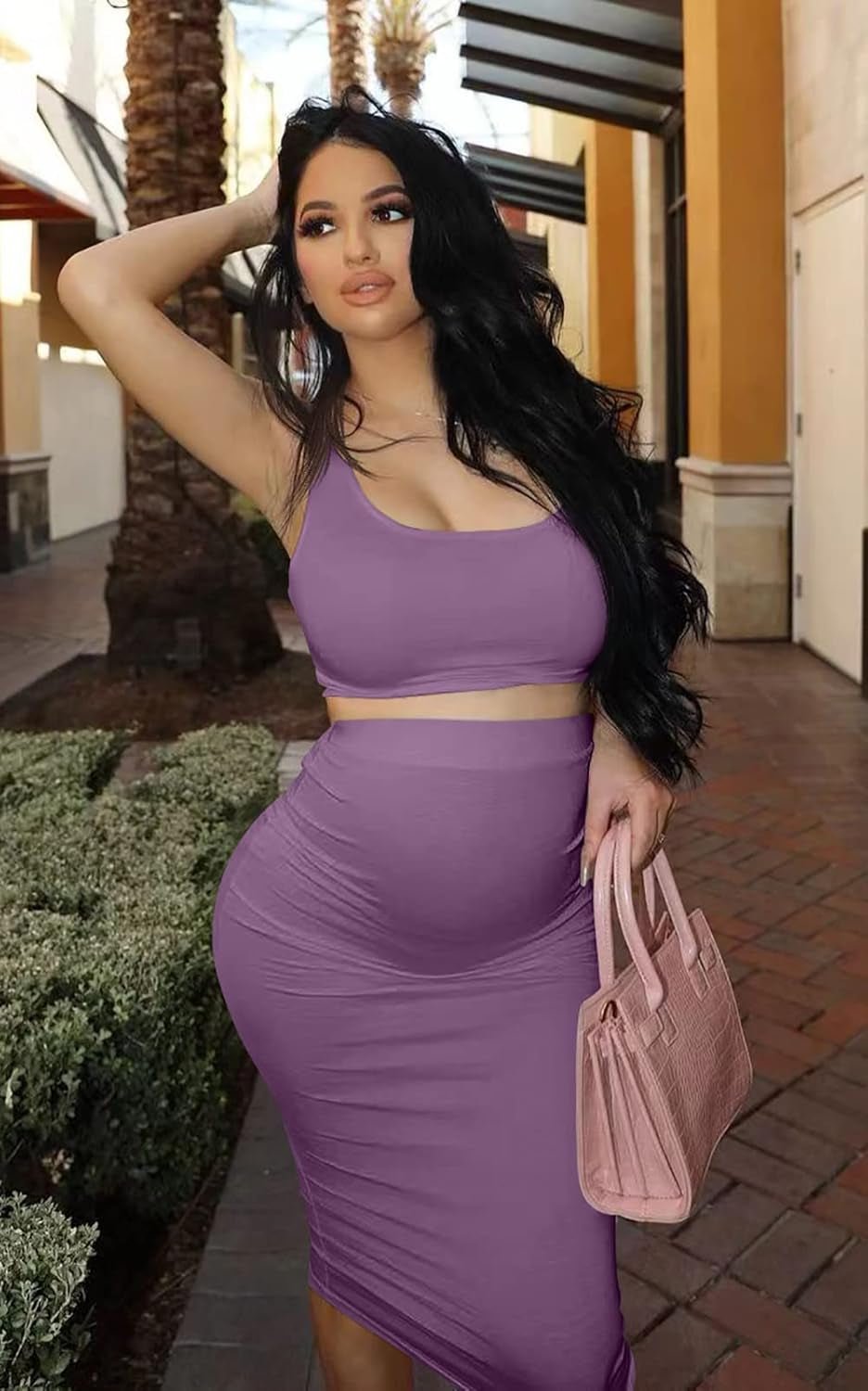 Women'S Sexy Summer Outfits Bodycon Tank Top Midi Skirt 2 Piece Dress - EdBryShaan